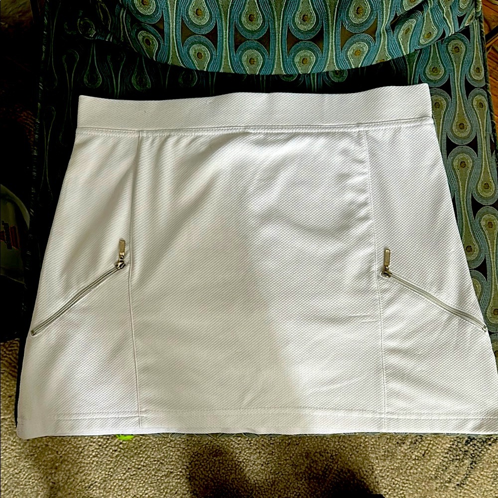 White Tennis Skirt with Zipper Pockets